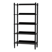 Baxton Studio Lucera Bobbin Display Shelf - 5-Tier Open Frame Vertical Bookcase with Spindle Posts for Living Room or Office, Black